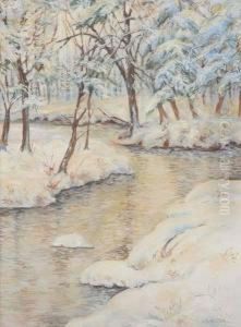 Winter Stream With Pine Trees by Walter Launt Palmer