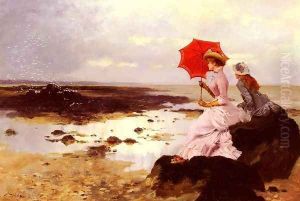 Au Bord De La Plage Sur Un Rocher (On a Rock by the Seashore) by Ernest Ange Duez