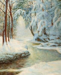 Snowy Stream In Winter Light Snowy Stream In Winter Light