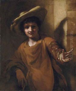 A young boy holding a flute by Willem Drost