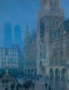 Der Marienplatz In Munchen by Charles Joh. Palmie