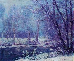Sous-bois Et Riviere Enneigee by Charles Joh. Palmie