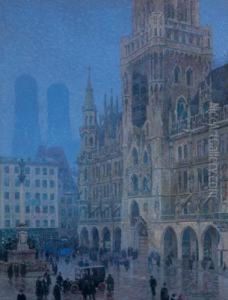 Piazza Di Maria A Monaco Di Baviera by Charles Joh. Palmie