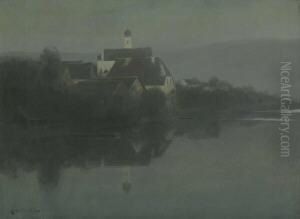 Kirchdorf Am Wasser Im
Morgennebel. by Charles Joh. Palmie