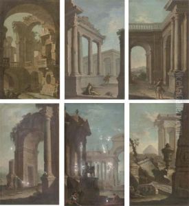 An Italian Capriccio Of Classical Ruins by Pietro (Il Mirandolese) Paltronieri