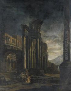Veduta Fantastica Con Rovine Classiche E Personaggi Popolari by Pietro (Il Mirandolese) Paltronieri