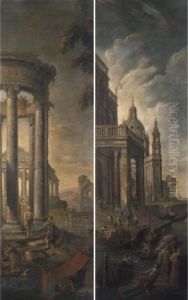 Capriccio Con Ruderi E Templi; Capriccio Con Porto Fluviale E Palazzi Capriccio Con Ruderi E Templi; Capriccio Con Porto Fluviale E Palazzi