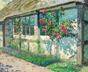 Bluming Roses Outside A Cottage
