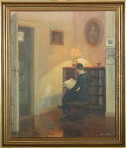 Interior With Reading Woman by Robert Panitzsch