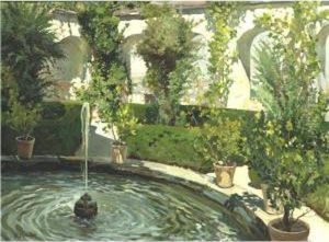 Fountain In A Courtyard by Robert Panitzsch
