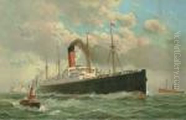 The S S Campania In New York Harbor - view 1