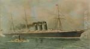 The City Of New York Under Tug Escort Leaving New York Harbor by Fred Pansing