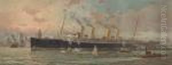 The Kaiser Wilhelm De Grosse Arriving In New York Harbor - view 1