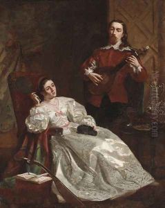 Mary Queen of Scots with Rizzio (Self Portrait) by Robert Dowling