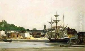 The Harbour at Honfleur by Karl Pierre Daubigny