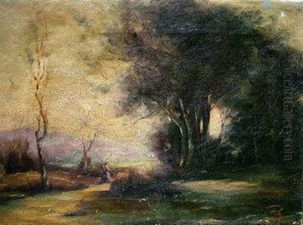 Figure On A Woodland Path - view 1