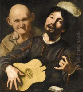 A Guitar Player With An Old Man Behind