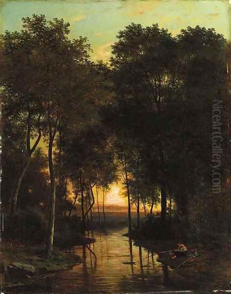Fishing at dusk - view 1