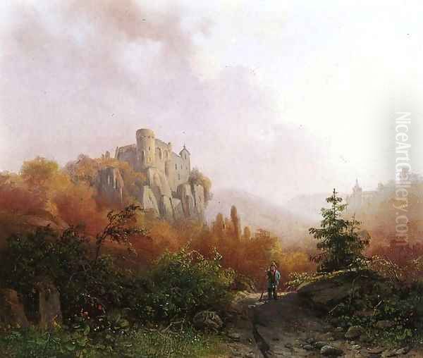 Summer A Peasant on a Rocky Path a Ruin in the Background - view 1