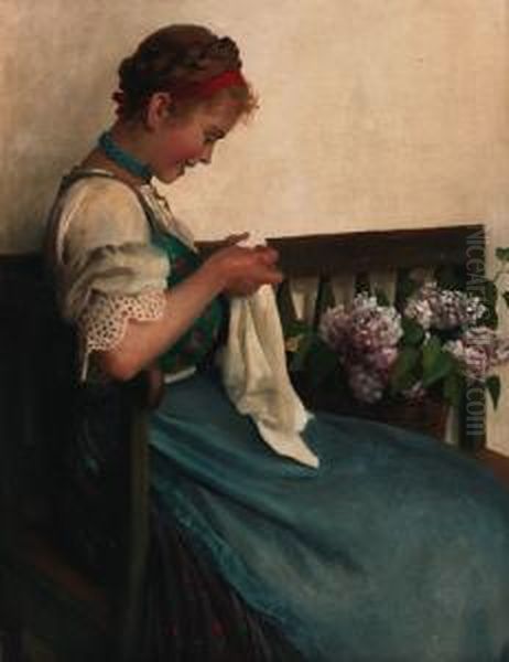 Woman With Flowers - view 1