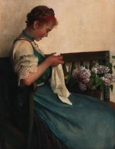 Woman With Flowers by Emil Pap