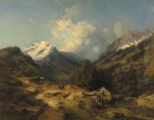 Travellers In A Mountainious Landscape