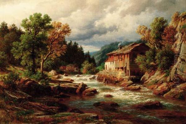 A Fisherman By A River In The South Tirol, Austria - view 1