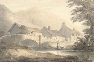 Washerwomen before a cottage by Anthony Devis