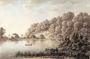 A view in Spring Park, near Tetbury, Gloucestershire by Anthony Devis