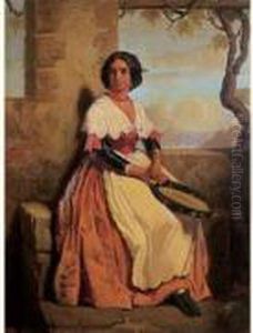 L'italienne Au Tambourin by Dominique Louis Papety