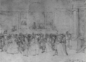 Bal Masque A La Villa Medicis, Aout 1838 by Dominique Louis Papety