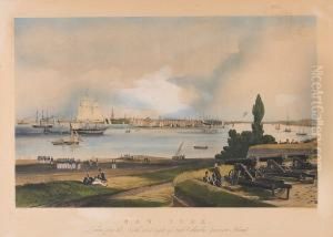 New York, Taken From The North West Angle Of Fort Columbus, Governors Island by Henry Papprill