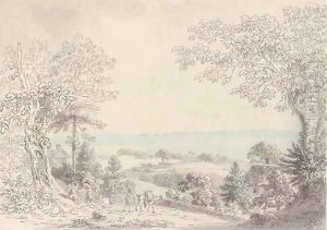 Travellers resting above the coast by Anthony Devis