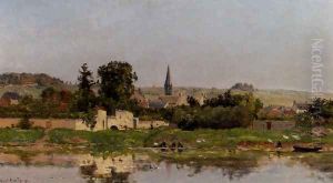 Lavandieres Au Bord De L'Eau by Hippolyte Camille Delpy