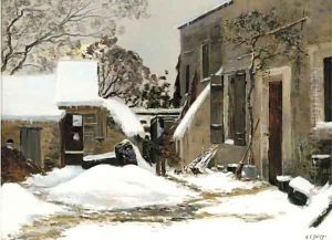 Maisons enneigees by Hippolyte Camille Delpy
