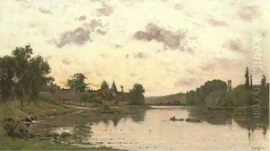 Soleil couchant à St. Pierre de la Garonne by Hippolyte Camille Delpy