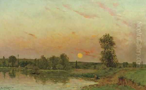 Fisherman on a River Bank - view 1