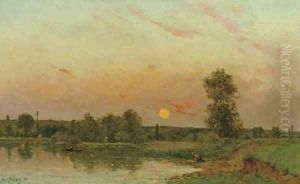 Fisherman on a River Bank by Hippolyte Camille Delpy