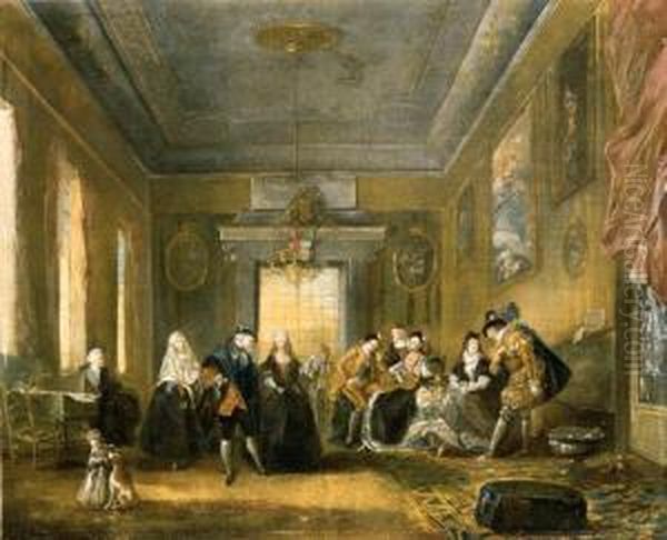Gentlefolk In A Palatial Drawing Room - view 1