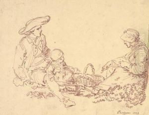 A Peasant Couple With A Child by Philippe-Louis Parizeau