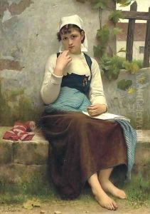Jeune fille de Concarneau, Finistere by Francois Alfred Delobbe