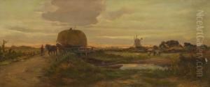 Landschaft Mit Heufuhrwerk Im Abendlicht. by Henry Perlee Parker