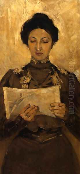 Portrait of a Woman Reading a Newspaper - view 1