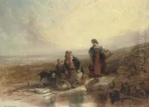 Morning On The Beach, Coast Of Northumberland by Henry Perlee Parker