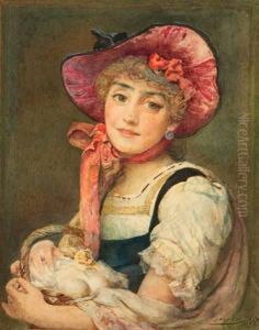 A Pretty Maid Holding A Basket Of Eggs