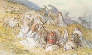 Girls combing beards of goats by Richard Doyle