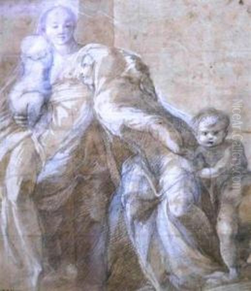 The Madonna And Child With Saint Anne And The Boy Saint John The Baptist by Michele Da Parma (see Rocca)