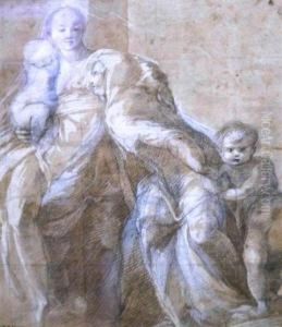 The Madonna And Child With Saint Anne And The Boy Saint John The Baptist by Michele Da Parma (see Rocca)