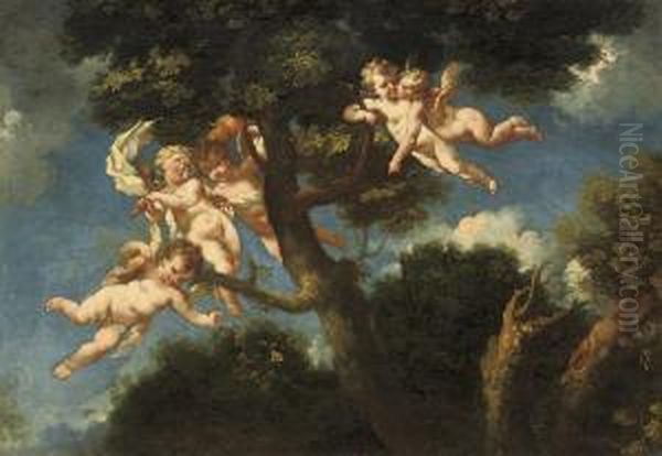 Putti Disporting In A Landscape - view 1
