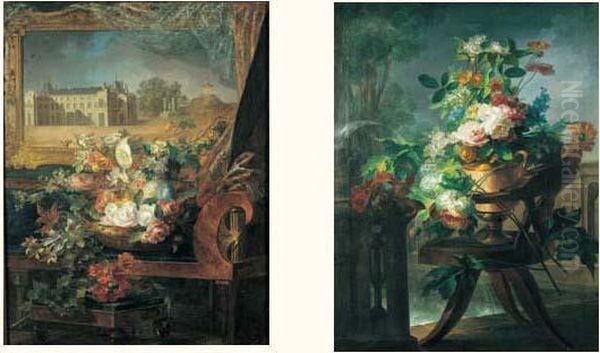 Nature Morte Au Vase De Fleurs Sur Un Entablement - view 1